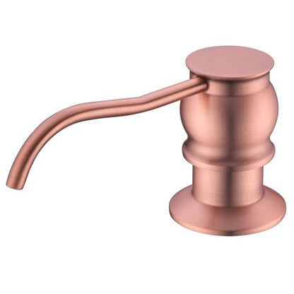 Brass Kitchen Soap Dispenser, Red Copper in Sink Liquid Dish Soap Dispenser with High Capacity 500ML （17oz） ABS Bottle, Under Sink Hand Metal Dispenser Pump - color: Red Copper, size: Without Hose