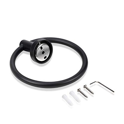 Bahroom Towel Ring,Matte Circle Hand Towel Holder,Heavy Duty Round Towel Holder Wall Mount Towel Rack Black - color: Towel Ring