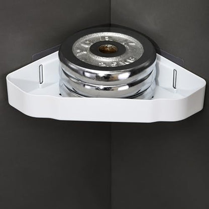 Corner Storage Shelf for Bathroom | Large Capacity Shower Organizer with Strong Wall Mount | No Drill Plastic Shelf for Toilet/Home | Water Block Tarnish Proof