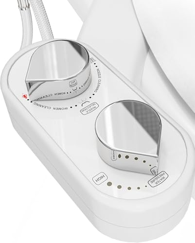 CLEAR REAR Bidet Attachment for Toilet Seat - Non-Electric with Self Cleaning Dual Nozzles, Leak Proof Connectors, Adjustable Water Spray, Rear & Feminine Wash - Hygienic Bathroom Upgrades (White) - color: C. White