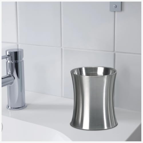 Toothbrush Holder, Bathroom Tumbler Cup, Stainless Steel Rinse Cup, Brushed Finish Decorative Vanity Organizer for Makeup Brushes, Lipsticks, Cotton Swabs