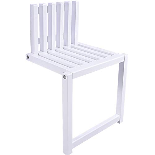 Folding Chair Wall-Mounted Invisible Shoe-Changing Stool Made of Solid Wood Wall Seat Folding with Support Legs Saving Space Suitable for Various Occasions White - color: White