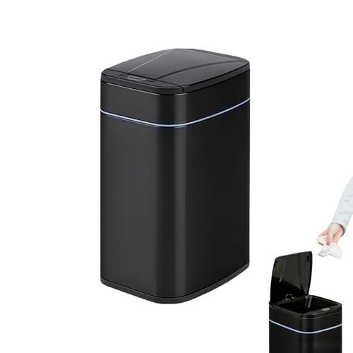 Smart Trash Can, Sensor Opening and Closing (1, Square Black) | Automatic Trash Can for Living Room, Bedroom, Kitchen and Bathroom - color: Square Black