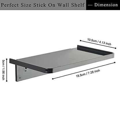 JDYOOMI Acrylic Floating Wall Shelves - Small Stick-on Wall Mounted Phone Shelf Holder Wipes Rack Smart Speaker Shelf for Bathroom,Kitchen,Toilet,Bedroom,Office - Black - color: Black