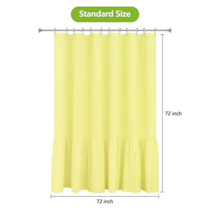 Seenus Bright Yellow Ruffle Shower Curtain with Waterproof TPU Backed, Soft Microfiber French Country Ruched Shower Curtain, 72 x 72 Inch Bathroom 2 in 1 Washable Fabric Shower Curtain with TPU Lining - color: Ruffled - Yellow, size: 72"W x 72"L (Pack of