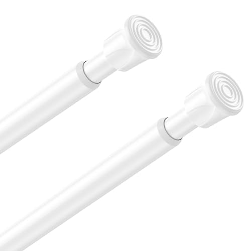 Spring Tension Curtain Rod 12-19 Inch, 2 Pack Tension Rods, White | No Drill, PVC Anti-Slip Caps, Rust Resistant, Stylish, Cost Effective, Fits Window Kitchen Curtain Doorway Bathroom Closet - color: White, size: 12-19 inch-2Pack