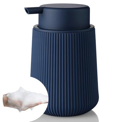 YAUKPH Striped Foaming Hand Soap Dispenser Navy Blue | with Leak-Proof Pump for Bathroom and Kitchen Countertop 11oz - color: Blue, size: Foaming Dispenser