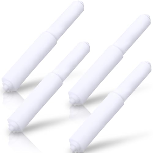 Rindion 4 Pack Toilet Paper Holder Spring Rod, White Toilet Paper Roller Replacement, Plastic Toilet Paper Holder Replacement Rod - color: White