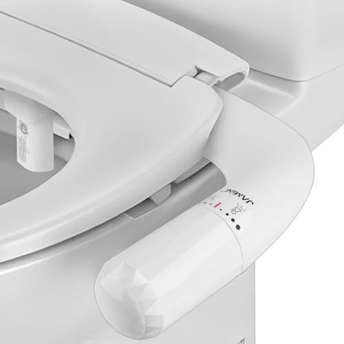 Jamini Left-Hand Ultra-Slim Toilet Bidet Attachment, Non-Electric, Dual Nozzles for Rear and Female Front Wash, Adjustable Single Cold Water Pressure, 0.23" Slim Profile, Detachable for Easy Cleaning - style: Diamond Knob – Left