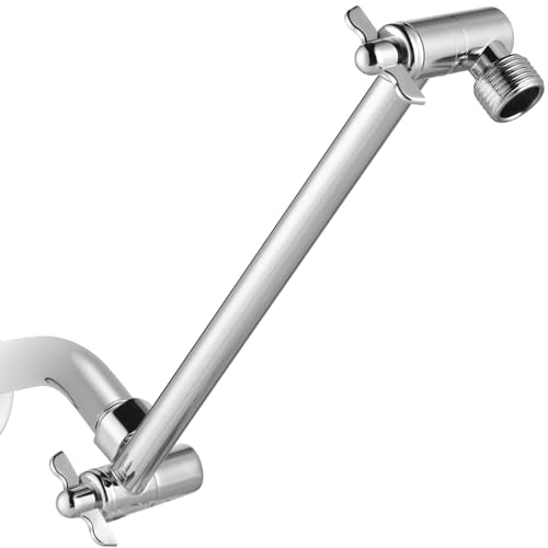 Voolan 11 Inch Shower Extension Arm with Lock Joints, Adjustable Height and Angle, Premium Solid Brass Anti-leak (Chrome) - color: Chrome