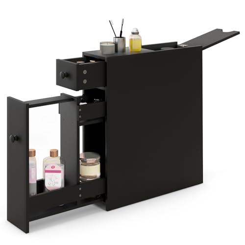 DORTALA Free Standing Bathroom Floor Storage Cabinet w/Drawer Double Door, Kitchen Cupboard, Wooden Entryway Storage Cabinet, 24" x 12" x 31.5"(L x W x H), Black - color: Black