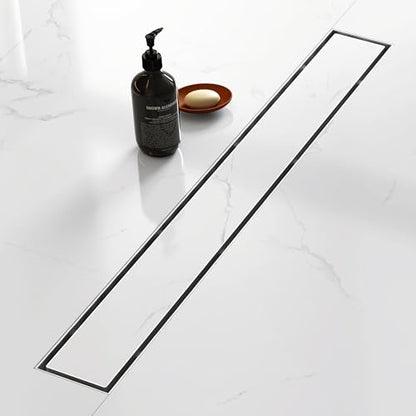 32 Inch Linear Shower Drain with Tile Insert Grate, Brushed | 304 Stainless Steel, Rectangle Tile Floor Drain for Bathroom, with Hair Strainer, Adjustable Feet, cUPC Certified - size: 32 inch