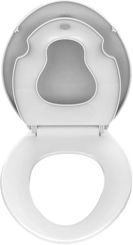 19" Elongated Toilet Seat with Built-in Toddler Seat for Easy Potty Training – Slow Close Feature,Easy Install and Clean, Perfect for Both Adults and Children(White) - color: White, size: Elongated with Toddler Seat