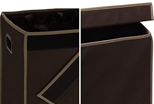 Simple Houseware Double Laundry Hamper with Lid & Removable Bags, Brown | Heavy Duty 600D Polyester, Water-Resistant Surface - color: Brown