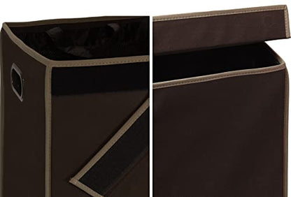 Simple Houseware Double Laundry Hamper with Lid & Removable Bags, Brown | Heavy Duty 600D Polyester, Water-Resistant Surface - color: Brown