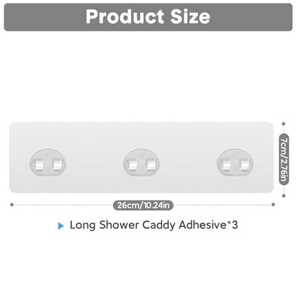 Shower Caddy Adhesive Replacement, Transparent Strong Adhesive Hooks, No Drilling, Waterproof, for Shower Caddy, Bathroom Storage Shelves and Kitchen Racks (Triple*3pcs) | No Drilling, Waterproof, for Shower Caddy, Strong Bathroom Storage Shelves and Kitc