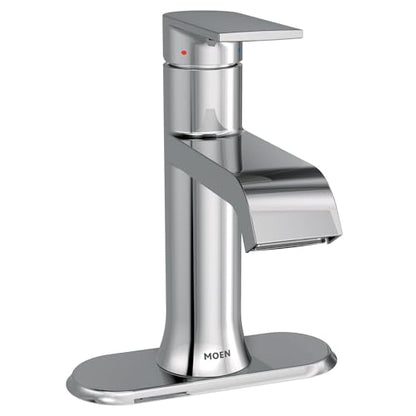 Moen Genta LX Chrome One-Handle Modern Bathroom Sink Faucet with Optional Deckplate and Low-Arc Spout for Bath Countertop, 6702 - color: Chrome