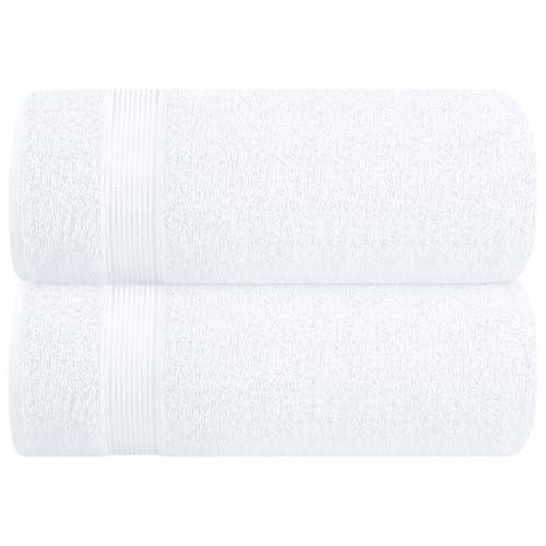 Belizzi Home Cotton 2 Pack Oversized Bath Sheet 35x70, Large Bath Sheet, Ultra Soft, Absorbent, Compact, Eco-Friendly, Recyclable, Quick Drying and Lightweight Towel - White - color: White, size: 2 Pack Bath Sheet