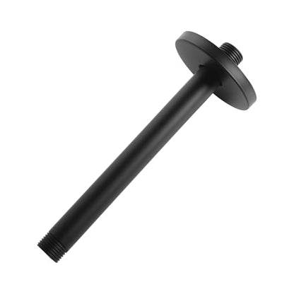 Ceiling Mount Shower Arm with Flange, 8 Inch Round Straight Extension Arm Pipe Replacement for Rain Shower Head & High Pressure, Stainless Steel, Matte Black - color: Round Matte Black 8 Inch