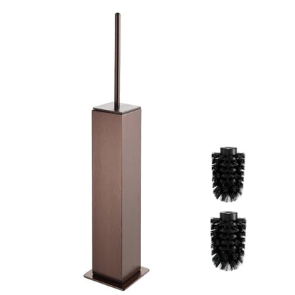 Toilet Brush and Holder Floor Standing, Brushed Rose Gold with 2 Replaceable Heads,Freestanding Toilet Bowl Brush with Removable Liner and Splash Guard, Modern Square Design - color: Rose Gold-standing