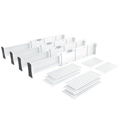 KABUM Upgrade Adjustable Drawer Divider Organizer(2.8 * 11.7-18.5") | Expandable Organization for Home, Office,2.8" High Expandable from 11.7" to 18.5",4 Dividers with 6 Long and 2 Short Inserts