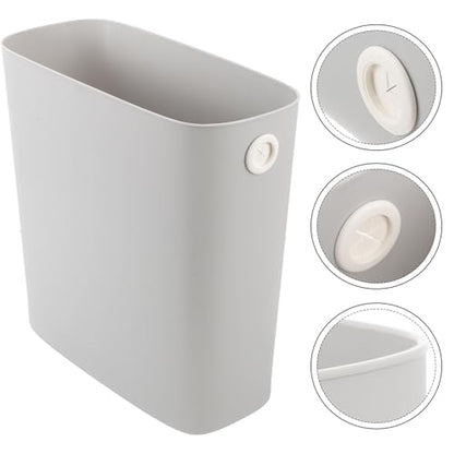 FOMIYES Narrow Trash Can Plastic Waste Container for Bedroom Kitchen Bathroom, Space-Saving Household Garbage Bin with Thickened Design, Light Gray 1pcs