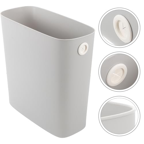 POPETPOP Narrow Garbage Bin 1pcs Nordic Style Bathroom Trash Can Light Gray Plastic Waste Container for Kitchen Office Compact Spaces