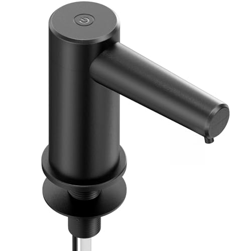Built-in Touchless Automatic Kitchen Sink Dish Soap Dispenser | Universal Fit, Easy to Install, 38 Inch Silicone Tube Connects to Soap Bottle, Plug-in Electric for Kitchen & Bathroom, Black