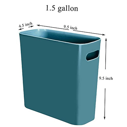 Youngever 1.5 Gallon Slim Trash Can, Plastic Garbage Container Bin, Small Trash Bin with Handles for Home Office, Living Room, Study Room, Kitchen, Bathroom (1 Pack Teal) - color: Teal