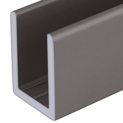 Brixwell SDCD38SN-CCP4 Satin Nickel 3/8" Fixed Panel Shower Door Deep U-Channel - 4 inch Sample - color: Satin Nickel, size: 4 Inch - Sample