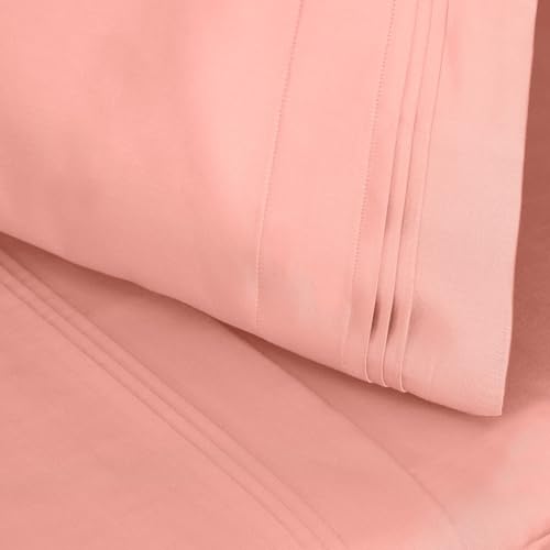 Superior Egyptian Cotton 4 Piece Sheet Set, Luxury 1000 Thread Count, Modern Design, Sustainable Sheets, Ultra-Soft Basics, Solid, Deep Pocket Fitted Sheet, Flat Sheet, Pillowcases, Full, Dusted Rose - color: Dusted Rose, size: Full