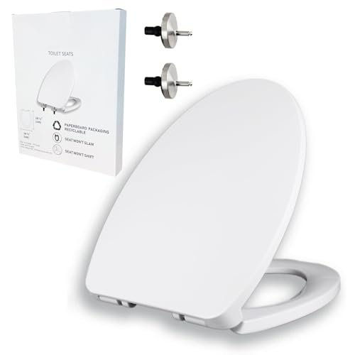 YNR Toilet Seat with Slow Close Hinges, Standard Elongated Toilet Seat with Non-slip Seat Bumpers, Easy to Install & Clean, Heavy Duty PP Material, Fits All Toilet Brands (Y6) - color: Y6