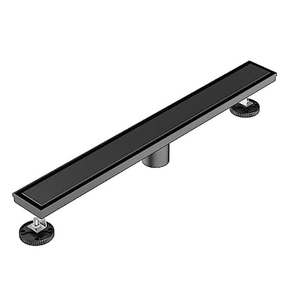 Neodrain 24" Matte Black Linear Shower Drain,2-in-1 Flat& Tile Insert Cover | 304 Stainless Steel,Fast Drainage, Durable,Rectangle Shower Floor Drain with Adjustable Feet,Hair Strainer,Fits Bathrooms - color: Matte Black, size: 24 In