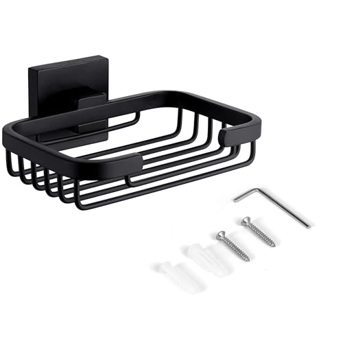 SEIDO Matte Black Soap Dish for Shower Wall, Black Bar Soap Holder for Bathroom & Kitchen, 304 Stainless Steel Wall Mount Soap Dish Holder, 4.8" L x 3.2" W Internal - color: Matte Black