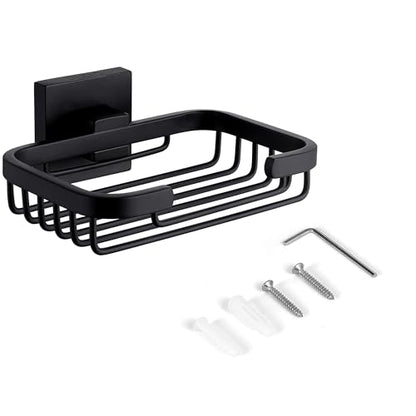 SEIDO Matte Black Soap Dish for Shower Wall, Black Bar Soap Holder for Bathroom & Kitchen, 304 Stainless Steel Wall Mount Soap Dish Holder, 4.8" L x 3.2" W Internal - color: Matte Black