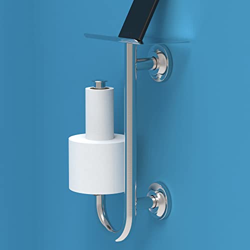 3-in-1 Stainless Steel Double Toilet Paper Holder with Heavy Duty Grab Bar and Top Shelf for Wet Wipes, Napkins, Phone, Pad. (Brushed Nickel, Right-Hand) - color: Brushed Nickel, size: Right-Hand