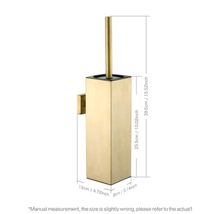 Gold Toilet Brush Set Stainless Steel Square Bathroom Cleaning Brush | AIREMOEN Square Bathroom Toilet Bowl Brush Holder, Round Cleaning Brush Head, Splash Guard - color: Brushed Gold