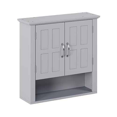 Merax Bathroom Wall Cabinet, Medicine Cabinet with 2 Doors Cabinet and Adjustable Shelves, Over The Toilet Storage Cabinet for Bathroom,Grey - color: Grey