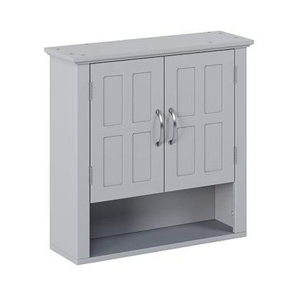 Merax Bathroom Wall Cabinet, Medicine Cabinet with 2 Doors Cabinet and Adjustable Shelves, Over The Toilet Storage Cabinet for Bathroom,Grey - color: Grey