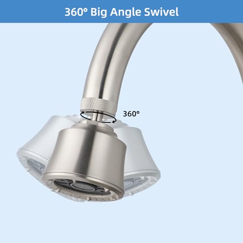 4 Modes Kitchen Sink Faucet Head, Big Angle Swivel Aerator, Brushed Nickel | Faucet Sprayer Attachment with 55/64-27UNS Famale Thread, Male Thread Adapter Included - color: Brushed Nickel, style: with 1 joint ball