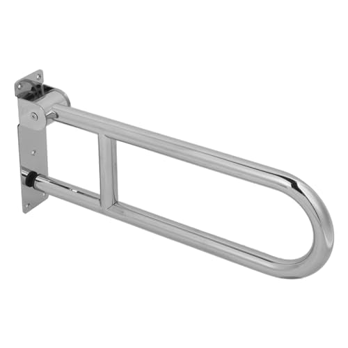 Marhynchus Flip Up Bathroom Grab Bar, Stainless Steel Wall Mount Toilet Handrails, 23.6 Inch Foldable Support Rail, 440 Lb Capacity, Space Saving for Elderly Seniors Disabled