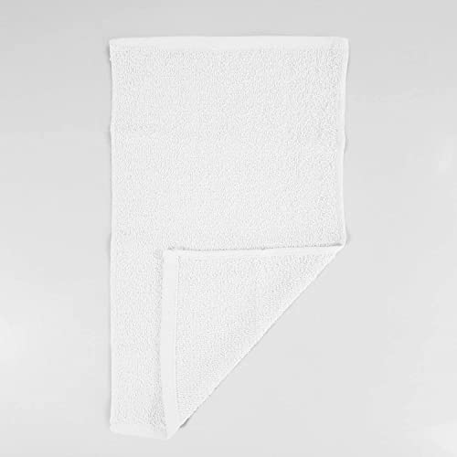 TBF 12pcs Fingertip Hand Towels, Affordable 100% Cotton Washcloths (11x18) (White, Hemmed)