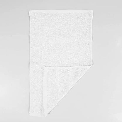 TBF 12pcs Fingertip Hand Towels, Affordable 100% Cotton Washcloths (11x18) (White, Hemmed)