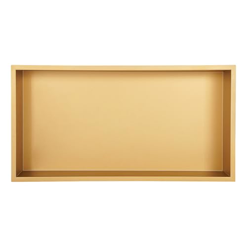 Shower Niche, 25 x 13 inch Recessed Wall Niche with LED Light Strip, Heavy-Duty Stainless Steel Modern Shampoo Storage Organizer, Sealed Waterproof, Durable & Easy to Install, Gold - color: Gold