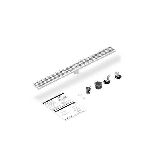 304 Stainless Steel Linear Shower Drain, Bathroom Drain with Removable Grate & Hair Catcher, Waterproof Tile Floor Drain, CUPC Certified (Brushed Finish, 36 Inch) - size: 36 Inch