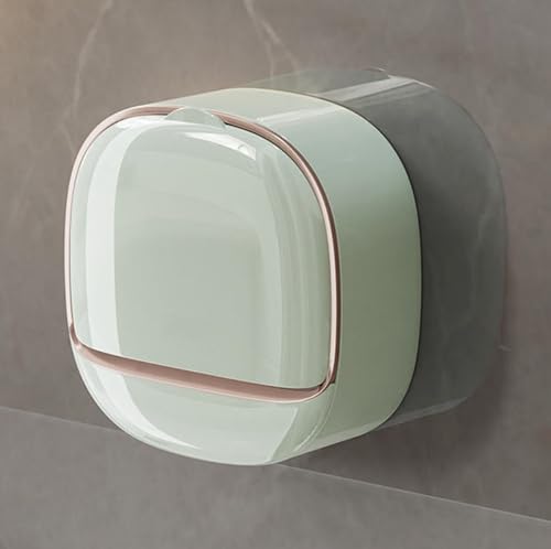 Shower Soap Dish Holder with Lid Wall Mounted Soap Box Bar Soap Holder with Drain Soap Box Container for Shower Bathroom Bathtub Kitchen Sink Adhesive Included (Green) - color: Green