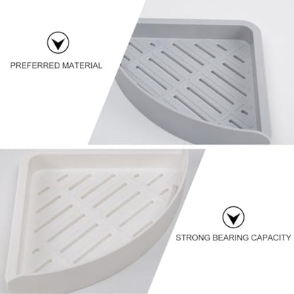 jojofuny 2Pcs Wall Corner Shelf for Bathroom Plastic Triangle Storage Racks with Drainage Design Easy Install Strong Adhesion Space-Saving Organizer for Shower Shampoo and Toiletries