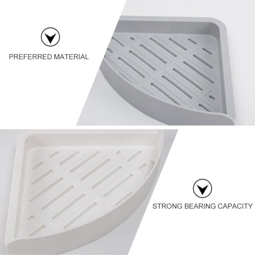 SHINEOFI 2Pcs Plastic Bathroom Corner Shelf Wall Mounted Storage Racks with Drainage Design Installation Organizer for Shower and Kitchen Space Saving