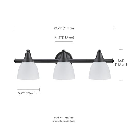 Globe Electric 51227 Jayden 5-Piece All-In-One Bathroom Set, Oil Rubbed Bronze, 3-Light Vanity Light with Frosted Glass Shades, Towel Bar, Toilet Paper Holder, Towel Ring, Robe Hook, Bulb Not Included - color: Oil-Rubbed Bronze
