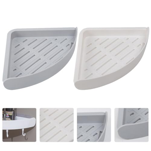 jojofuny 2Pcs Wall Corner Shelf for Bathroom Plastic Triangle Storage Racks with Drainage Design Easy Install Strong Adhesion Space-Saving Organizer for Shower Shampoo and Toiletries